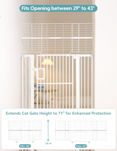 71" Extra Tall Pet Gate (White / 71" Tall, 29-43" Wide)