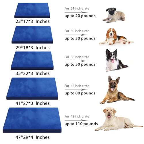 Waterproof Large Dog Bed for Crate with Washable Cover (35.0"L x 22.0"W x 3.0"Th / Navy)