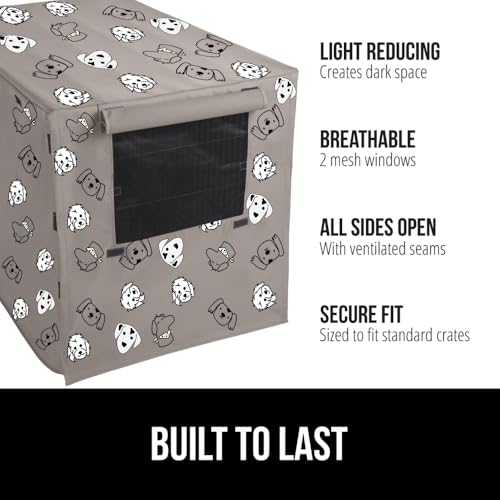 Dog Crate Covers (Taupe Dogs / 48" X 30" X 33")