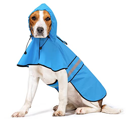 Waterproof Hooded Dog Raincoat (Blue / Large)