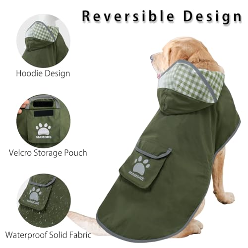 Dog Raincoat Reversible (Army Green / Small(9-13lb))