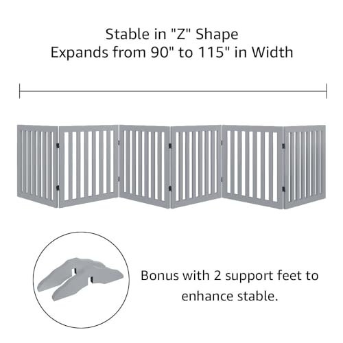120" Extra Wide Pet Gate and Pet Playpen Combination for Dog Cat (Gray / 120"W×24"H)