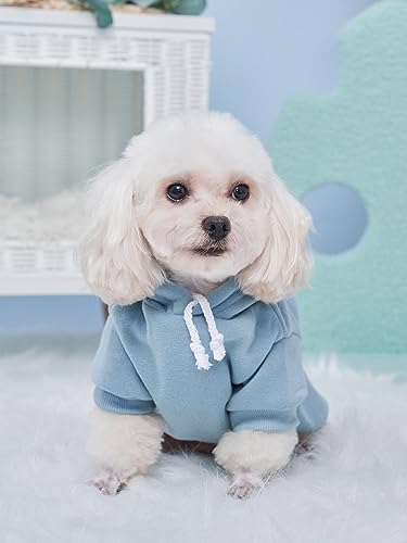 Basic Dog Hoodie Sweatshirt Puppy Sweater Warm Cat Costumes Pet Clothes for Chihuahua Puppy Kitten Small Medium Dogs Grey and Cadet Blue X (X-Small / Grey and Cadet Blue)