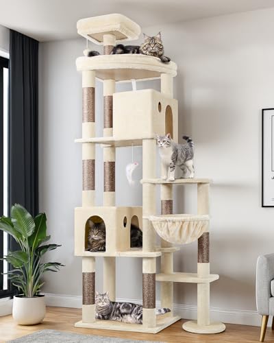 Giant Cat Tree for Indoor Large Cats (83inch / Beige)