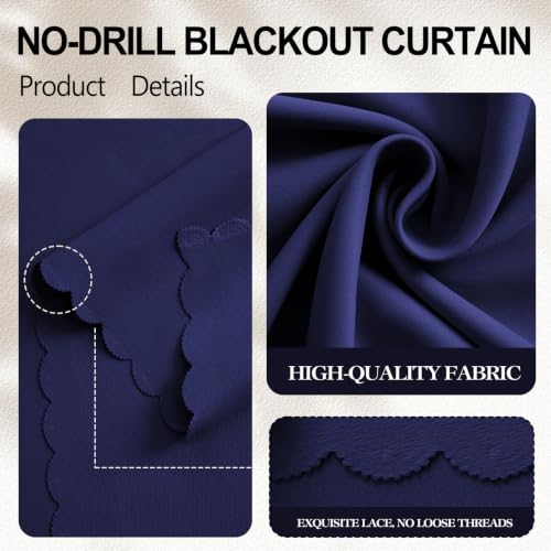 Self Adhesive Curtains for Windows (Navy Blue / 35"W x 71"L (Pack of 1))