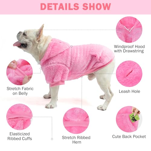 Fleece Dog Sweaters Hoodie for Small Medium Large Dogs Girls Boys (Medium / Rose red)