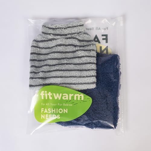 2 Pack Striped Fleece Dog Sweater (XX-Large / Blue-Grey)