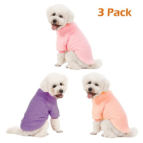 3 Pack Dog Sweaters (Medium / Pink+Purple+Peach)