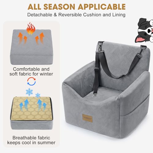 Dog Car Seats for Small Medium Dogs Under 35lbs (Light Grey / Small/Medium)