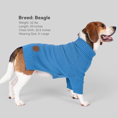 Dog Sweater Long Sleeve Warm Knit Sweaters for Small Dogs Boy Girl (Light Blue / Large)