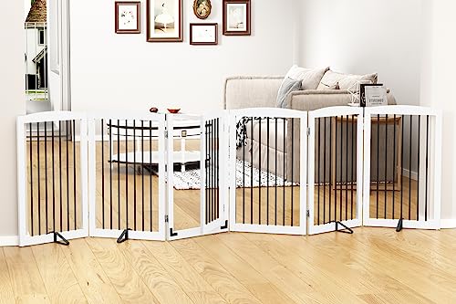 Freestanding Pet Gate with Door (6 Panel 32" / White & Black)