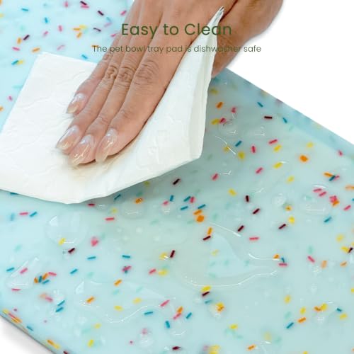 Dog Food Mat Anti (19.4" x 9.8"-2PCS / Donut Blue)