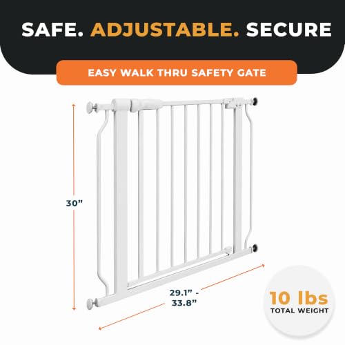 Easy Walk Thru Baby Safety Gate (30-inch Tall, White)