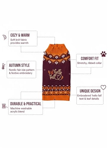 Hello Fall Leaves Thanksgiving Dog Sweater (Large / Hello Fall Leaves)