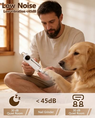 2-in-1 Pet Nail Clipper and Grinder with LED Light & Safety Guard - Painless Quiet Grooming Tool for Small & Large Dogs & Cats, Avoid Overcutting Professional Pet Trimmer