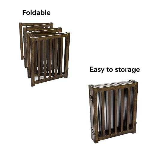 Wooden Free Standing Dog Gate 120" W x 24" H (Walnut / 120"W x 24"H)