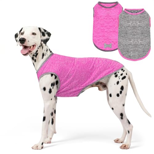 2Pack Dog Shirt for Medium Dogs Sun Protection Tank Top for Summer (XX-Large (40-55lbs) / 6# 2Pack (Grey+Hotpink))