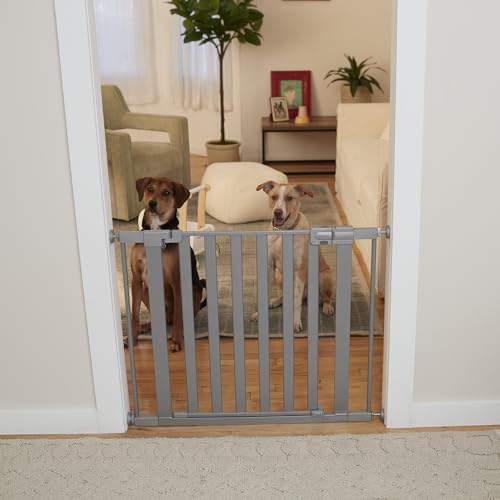 Walk Through Baby Gate with Door (1-Pack / 29" to 38" Wide x 28" Tall / Silver)