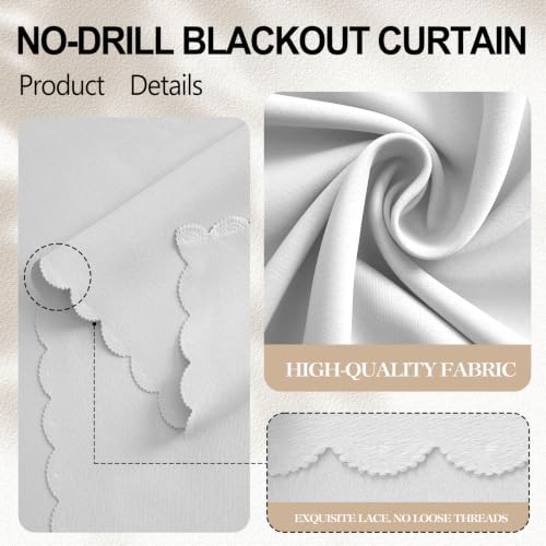 Adhesive Curtains for Window (White / 35"W x 79"L (Pack of 1))