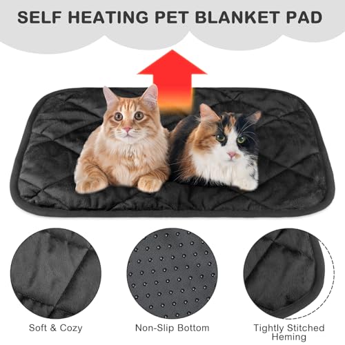8 Pack Self Heating Cat Mat (Black / 16 x 20 Inch)