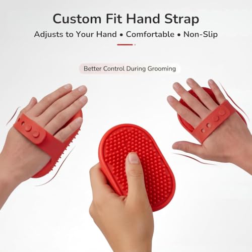 Rubber Pet Grooming Brush for Dogs & Cats (Red)