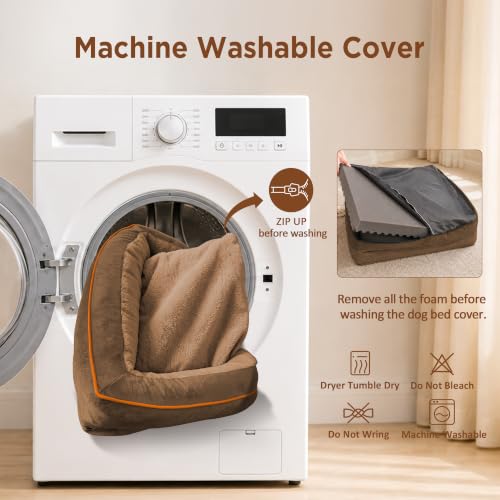 Waterproof Orthopedic Dog Beds for Extra Large Dog (53.0"L x 42.0"W x 8.5"Th / Brown)
