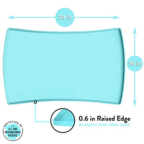 Cat Food Mat Small & Large Pet Food Mat (L: 24" x 14" / Gray)