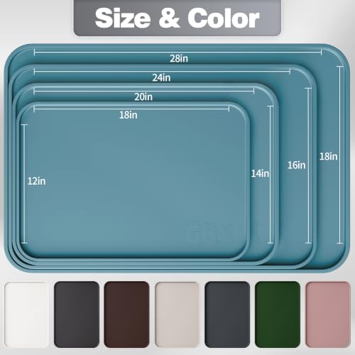 Silicone Dog Cat Food Mat Extra Thick Raised Edge (Slate Blue / 24"L x 16"W)