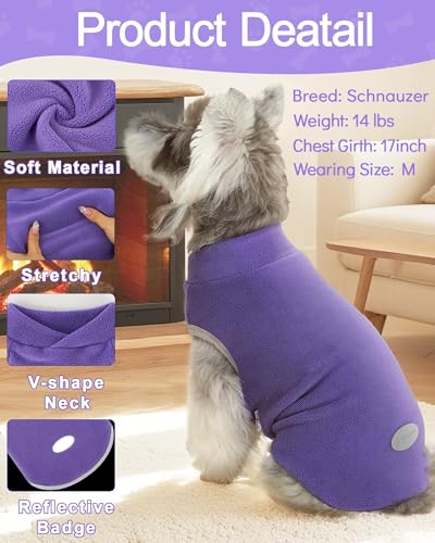 4 Pieces Fleece Dog Sweaters Vest Winter Warm Dog Clothes for Small Medium Large Dogs Girl Soft Pullover Doggie Sweatshirt Puppy Cold Weather Jacket (Large(Chest-19.7") / Pink, Rose, Purple)