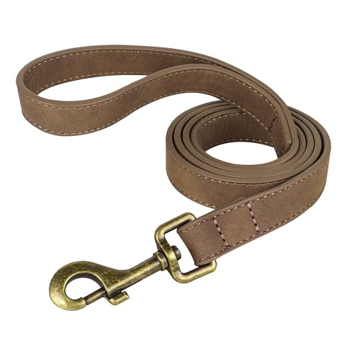 PU Leather Dog Leash for Small Dogs (Brown / 3/4''x 4FT)
