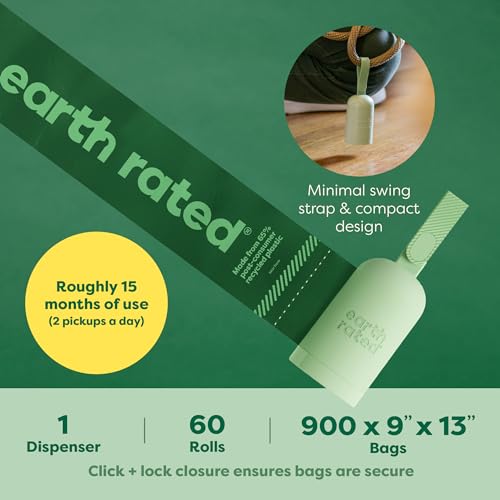 Dog Poop Bag Holder (1 Dispenser, 900 Bags / Unscented)