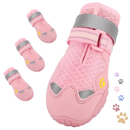 Dog Shoes for Large Medium Small Dog (Pink / Size 5: 2.37''x2.87''(W*L))