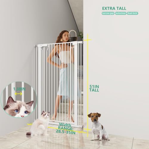 51" Extra Tall Cat Gate 28.5" (White / 51"H,28.5-35"W-White)