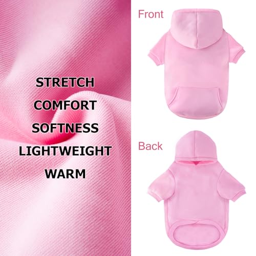 Dog Basic Hoodie Soft Dog Clothes Cold Weather Sweaters for Medium Large Dogs Cozy Fabric Warm Sweatshirt with Leash Hole for Boys (Pink / S(Back: 12.6",Chest:18.11", 5-10 lbs))