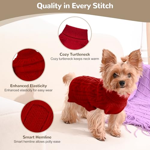 Dog Sweater 2 Pack for Small Dogs (Red & Brown / X-Small)