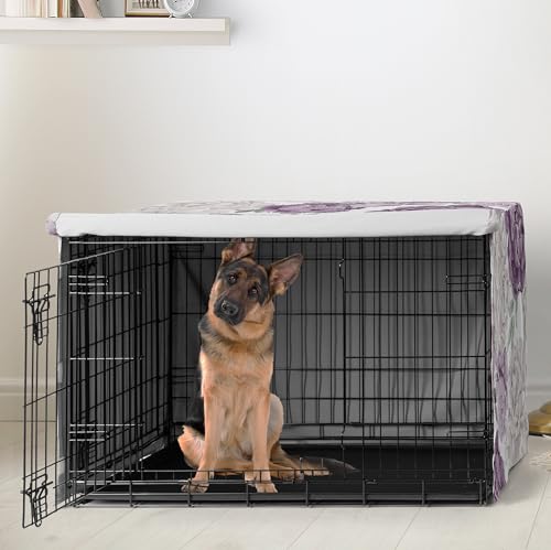 48in. Large Dog Crate Cover (Purple and Ivory Peony / 48.0"L x 32.5"W x 30.5"H)
