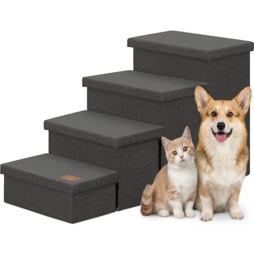 Dog Stairs with Storage (Dark Grey No Condo / 4)