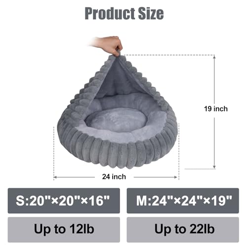 Cat Beds for Indoor Cats (24 x 24 inches / Dark Gray)