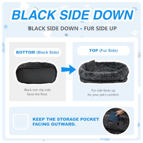 Human Dog Bed for Adult (71.0"L x 45.0"W x 12.0"Th / Dark Grey)
