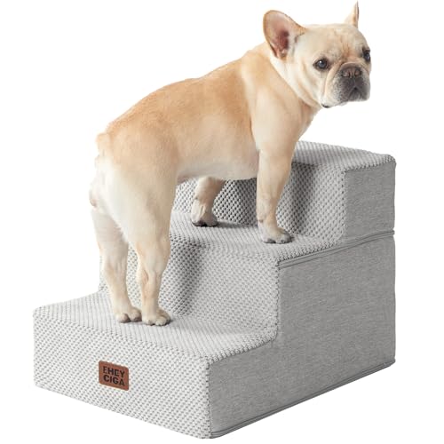 Dog Stairs for Small Dogs 13.5" H (Light Grey / Standard 15" x 18" x 13.5")