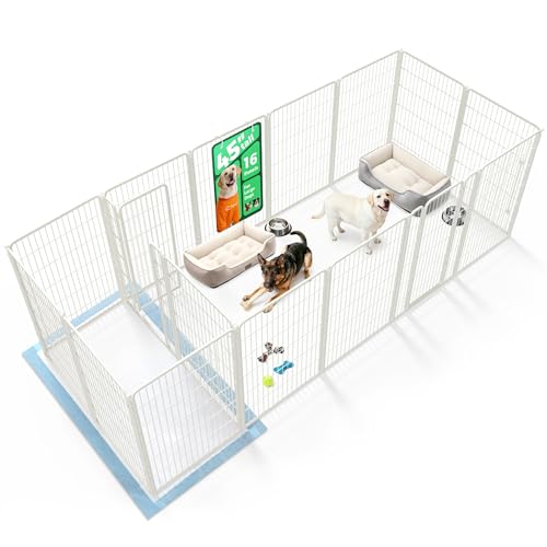 Homeplus Indoor Dog Playpen with Divider Connectors (White / 45"H)