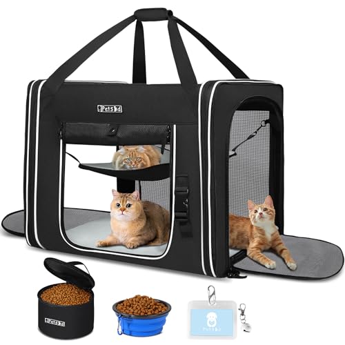 Combinable Pet Car Travel Carrier for a Large Cat (18.0"L x 17.0"W x 17.0"H / Black)