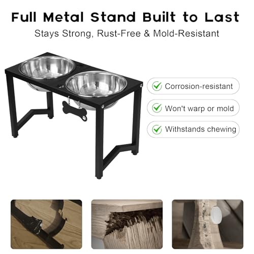 Elevated Dog Bowls (Black-85oz x 2 / Height: 13")