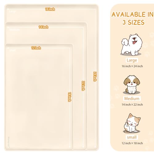 Silicone Cat & Dog Food Mat for Floors Waterproof (Beige / 24''×16'')