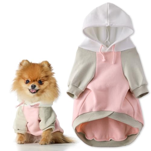 Rocky II Dog Hoodie (Pink Color Block / XX-Small (4-7 lbs))
