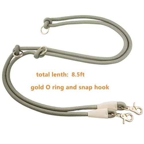 Multifunctional 8.5 ft Nylon Rope Hands Free Dog Leash for Running Small Medium Large Dogs (Army Green / 8.5FT x 10MM)
