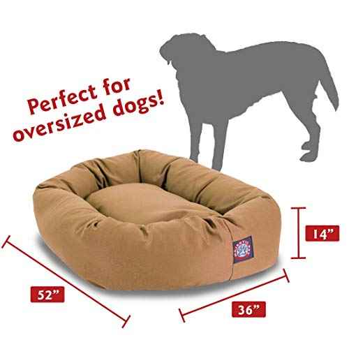 52 Inch Bagel Calming Dog Bed Washable (Khaki)
