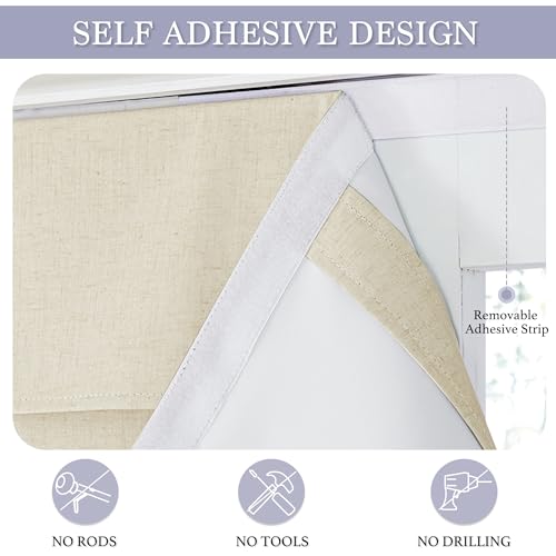 Natural Linen Textured French Door Window Curtains 100% Blackout (Beige / 26"W x 69"L (Pack of 1))