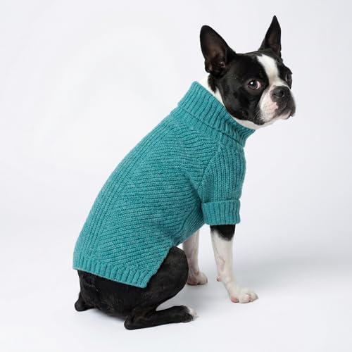 Turtleneck Dog Knitted Sweater (Large / Steel Blue)