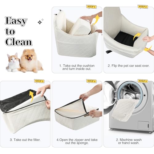 Dog Car Seat for Dogs up to 35lbs (Beige / Medium)